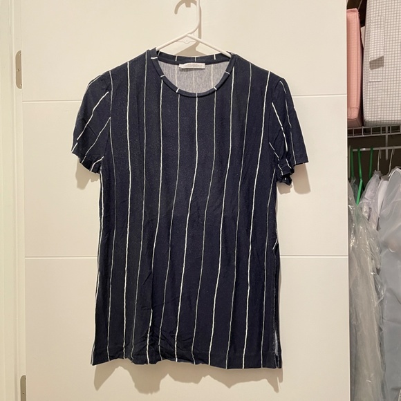 ZARA Side Slit Breezy Summer Striped Strips Short Sleeve Top Shirt T tee SMALL S - Picture 5 of 5